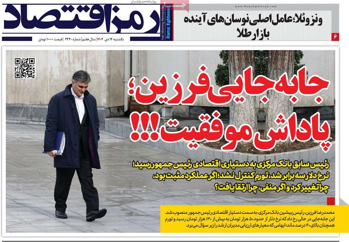 روزنامه های روز یکشنبه مورخ 14-10-1404 12