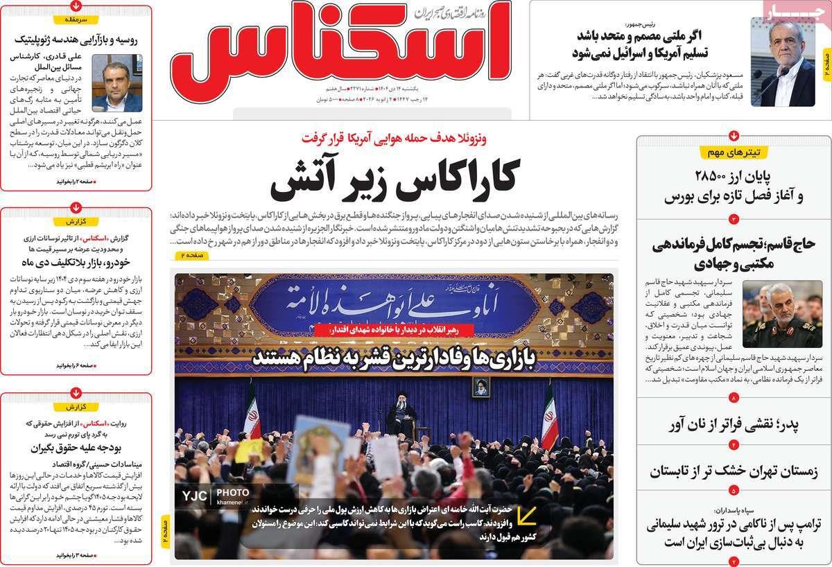 روزنامه های روز یکشنبه مورخ 14-10-1404 4