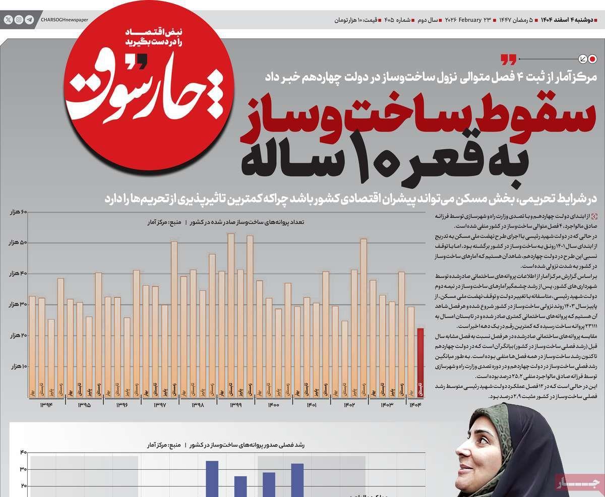 روزنامه های روز دوشنبه مورخ 04-12-1404 10